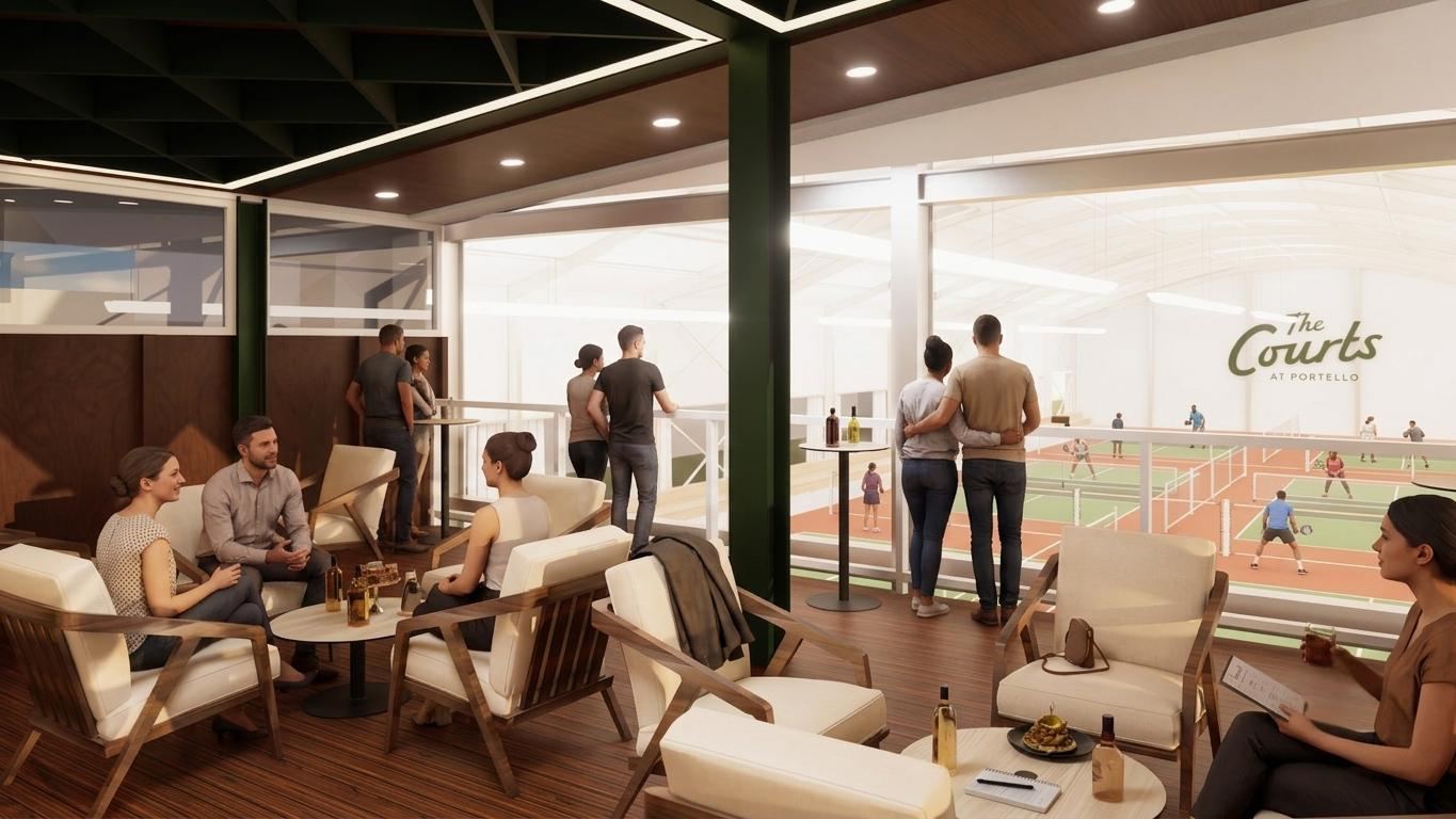 The upper lounge at The Courts